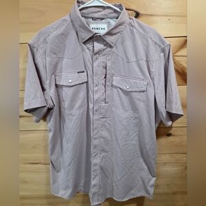 Poncho Men's Casual Red Burgundy Slim Fit Button Down Shirt Large